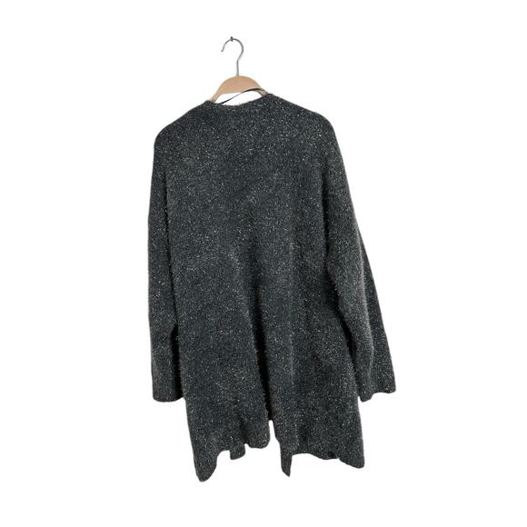 Lane Bryant sz 18/20 Gray with metallic silver open front cardigan sweater women - Picture 3 of 4